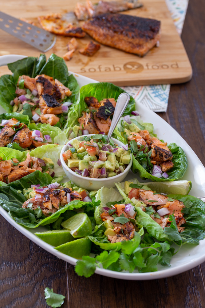 These Keto Salmon Lettuce Wraps are the perfect low-carb meal if you're cooking for two, need a healthy appetizer for a party, or you're just trying to lose weight. A 20-minute meal with Southwestern flavors that will definitely keep you satisfied!