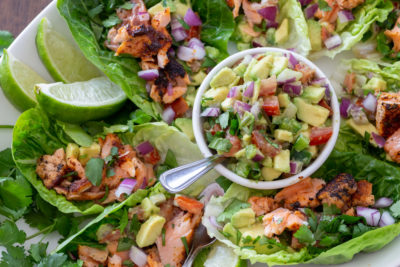 These Keto Salmon Lettuce Wraps are the perfect low-carb meal if you're cooking for two, need a healthy appetizer for a party, or you're just trying to lose weight. A 20-minute meal with Southwestern flavors that will definitely keep you satisfied!