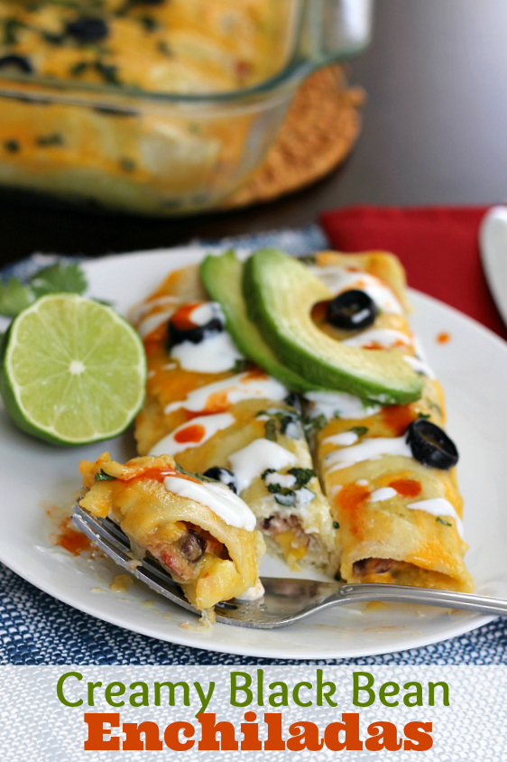 These easy Vegetarian Black Bean Enchiladas are a protein-packed vegetarian dish that's perfect as an easy weeknight meal. This semi-homemade dinner is a 30-minute meal that's a healthier classic to traditional enchilada recipes.