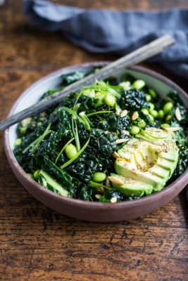 This nutritious and delicious Emerald Kale Salad is full of fresh farmers market produce and topped with a homemade Sesame-Ginger Dressing. Serve this healthy salad as is or top with grilled chicken for a protein-packed weeknight meal.