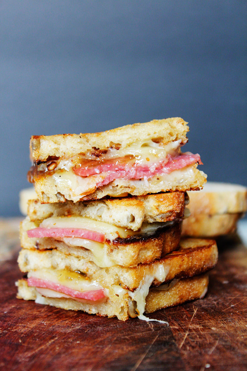 Grilled cheese is a classic lunch favorite of many kids, but it can easily be elevated into a gourmet sandwich for adults. This White Cheddar Salami Fig Grilled Cheese is a deli-style meal ready in about 15 minutes!