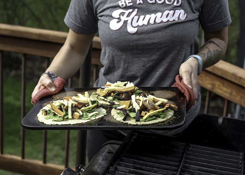 Pick up your favorite farmers market vegetables and make this Grilled Veggie Gluten-Free Pizza! This grilled pizza is perfect for outdoor entertaining because everyone can customize their own.