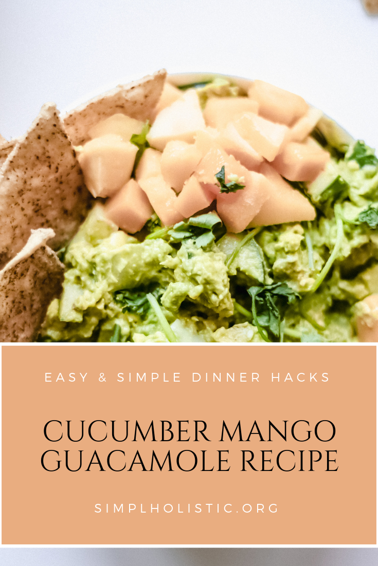 This Cucumber Mango Guacamole is a 10-minute appetizer perfect for outdoor entertaining, family cook outs, and summer holidays. An easy appetizer served with sweet potato fries, tortilla chips, or on top of your tacos!