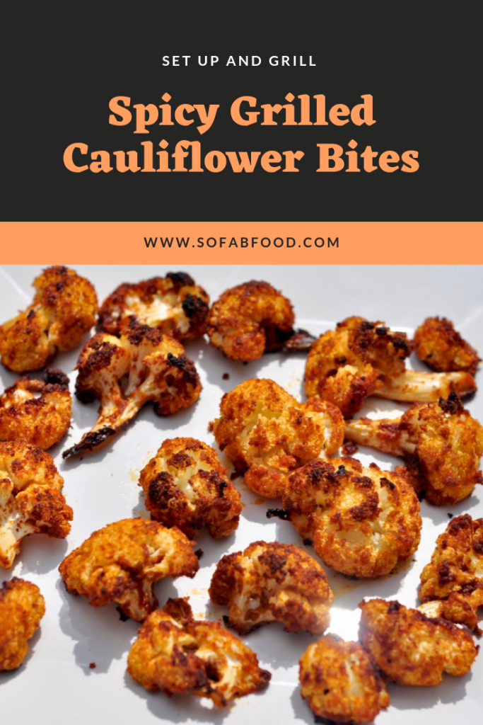 These Spicy Grilled Cauliflower Bites are a great low calorie, low carb appetizer or side dish. Much like grilled chicken wings, this charcoal grilled cauliflower has a smoky flavor and crunch that will please even the pickiest of carnivores!