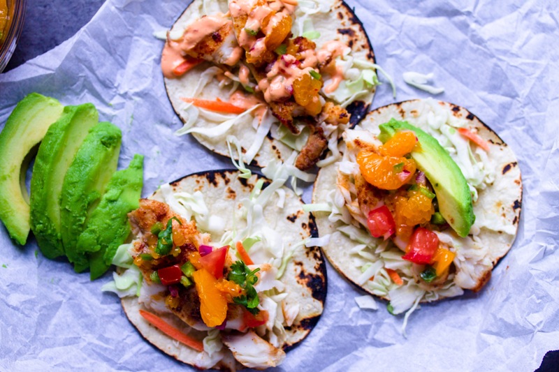 Pan-Seared Fish Tacos with Mandarin Salsa
