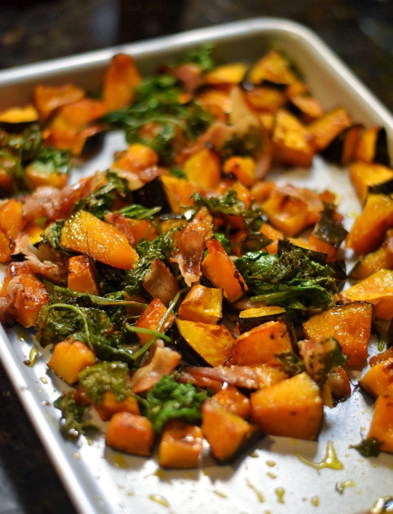 Try something unique and savory when you make this Maple Bacon Kabocha Squash Salad! Seasonal Kabocha Squash with kale, pumpkin seeds, and maple bacon deliver a fall flavor dinner or side sure to be loved by all!