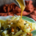 Fall flavors abound in this Cheesy Pumpkin Pasta Casserole with Maple Glazed Carrots. Whole-wheat pasta tossed in pumpkin cheese sauce which is a combination of pumpkin purée, sautéed garlic and onions, and fresh cheese.
