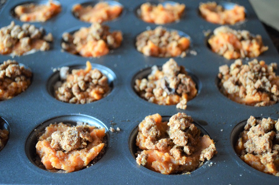 Bite sized, vegan, gluten free, and refined sugar free, these Healthy Mini Sweet Potato Casserole Cups are a lightened up version of a favorite seasonal casserole. You don't have to sacrifice flavor or pack on the pounds for this healthier classic!