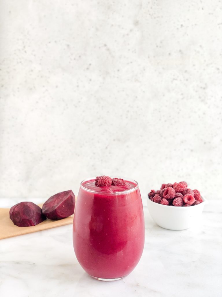 Made with raspberries, banana, beets, avocado, and chia seeds, this Raspberry Beet Detox Smoothie is packed full of nutrients. Loaded with vitamin C, B, fiber, and healthy fats, this detox drink is as healthy as it is delicious!