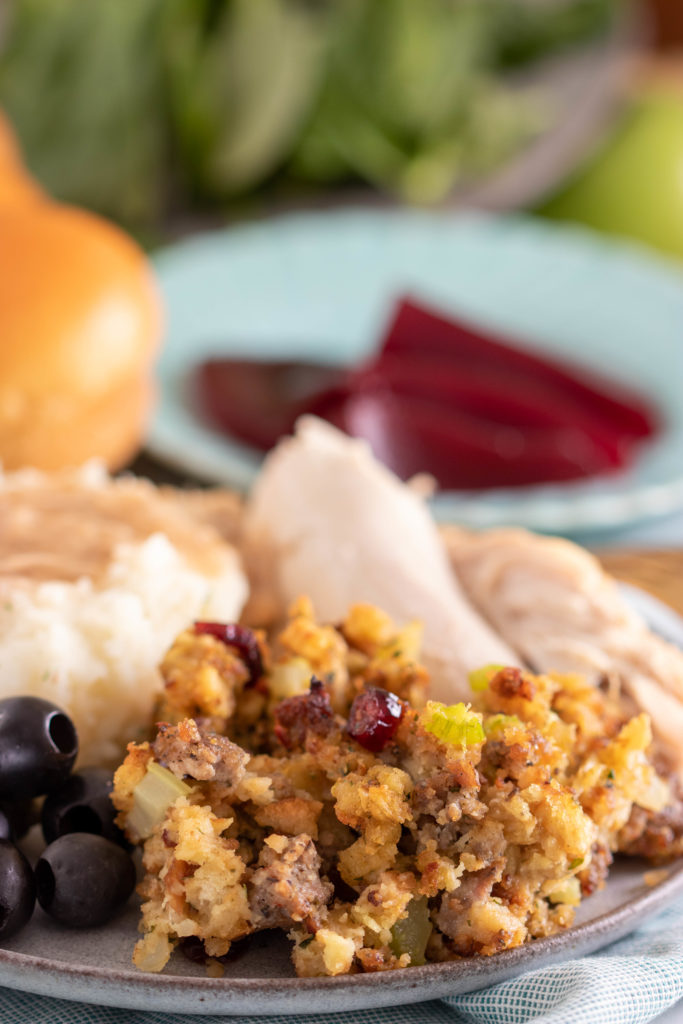 Looking for a unique yet simple casserole to enjoy? This 30-Minute Sausage Cranberry Stuffing is a family favorite that is delicious as a holiday side dish, but filling enough to be a comforting weeknight dinner served with a side salad.